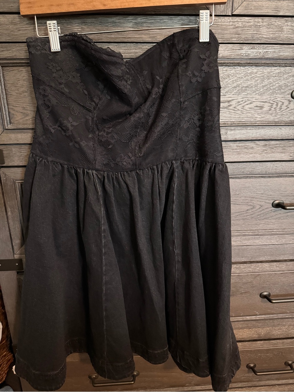 Pilcro Black Strapless Lace Bustier Dress